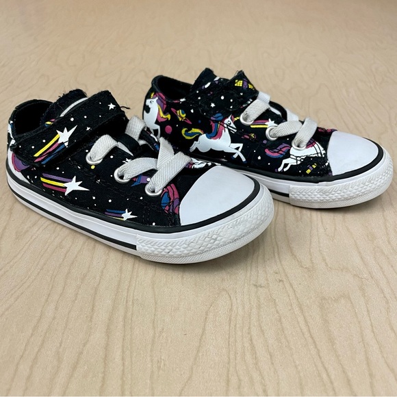 Converse Sneakers Girls 7 Boys Chuck Taylor All Stars 1v Unicorns Black Velcro - Picture 1 of 5